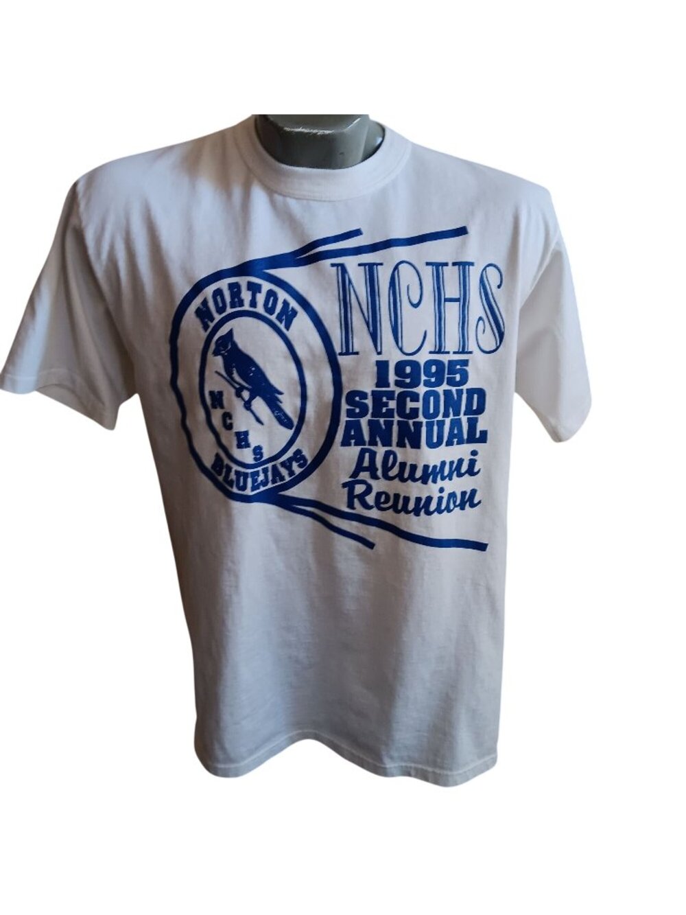Kansas Bluejays Vintage T-shirt Large 90s 1995 Norton NCHS Reunion RUSSELL